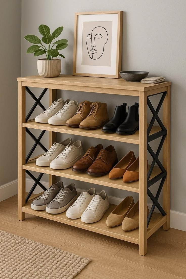 Classic open shoe rack